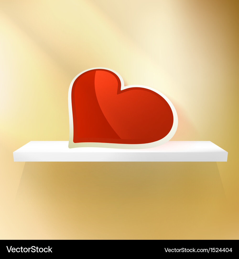 Empty shelf with red heart vector image