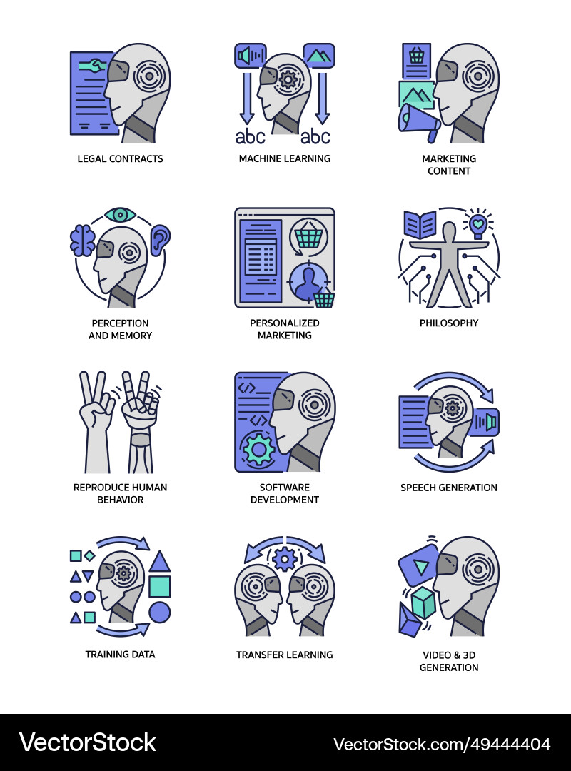 Generative ai icon set Vector Image