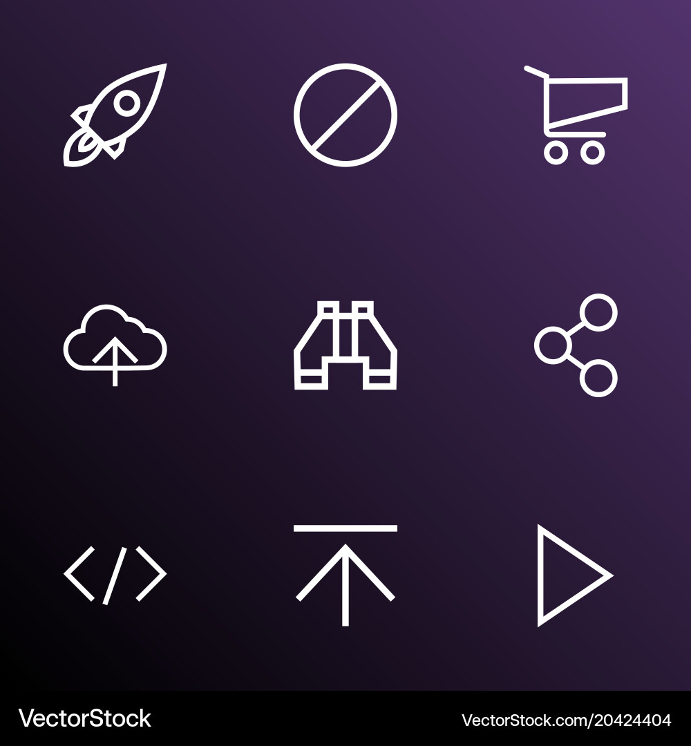 Interface icons line style set with shopping vector image