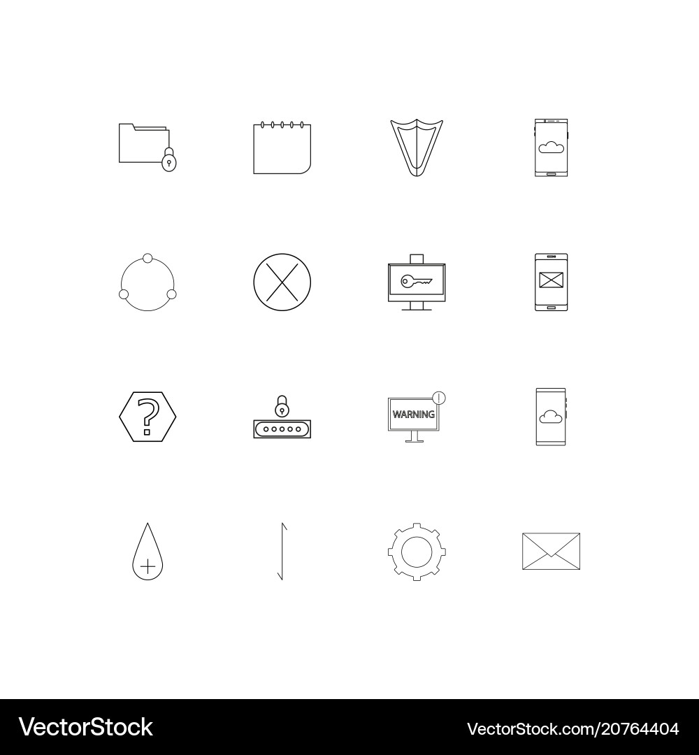 Internet technologies linear thin icons set vector image