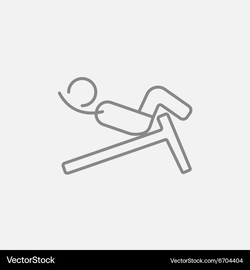Man doing crunches on incline bench line icon Vector Image