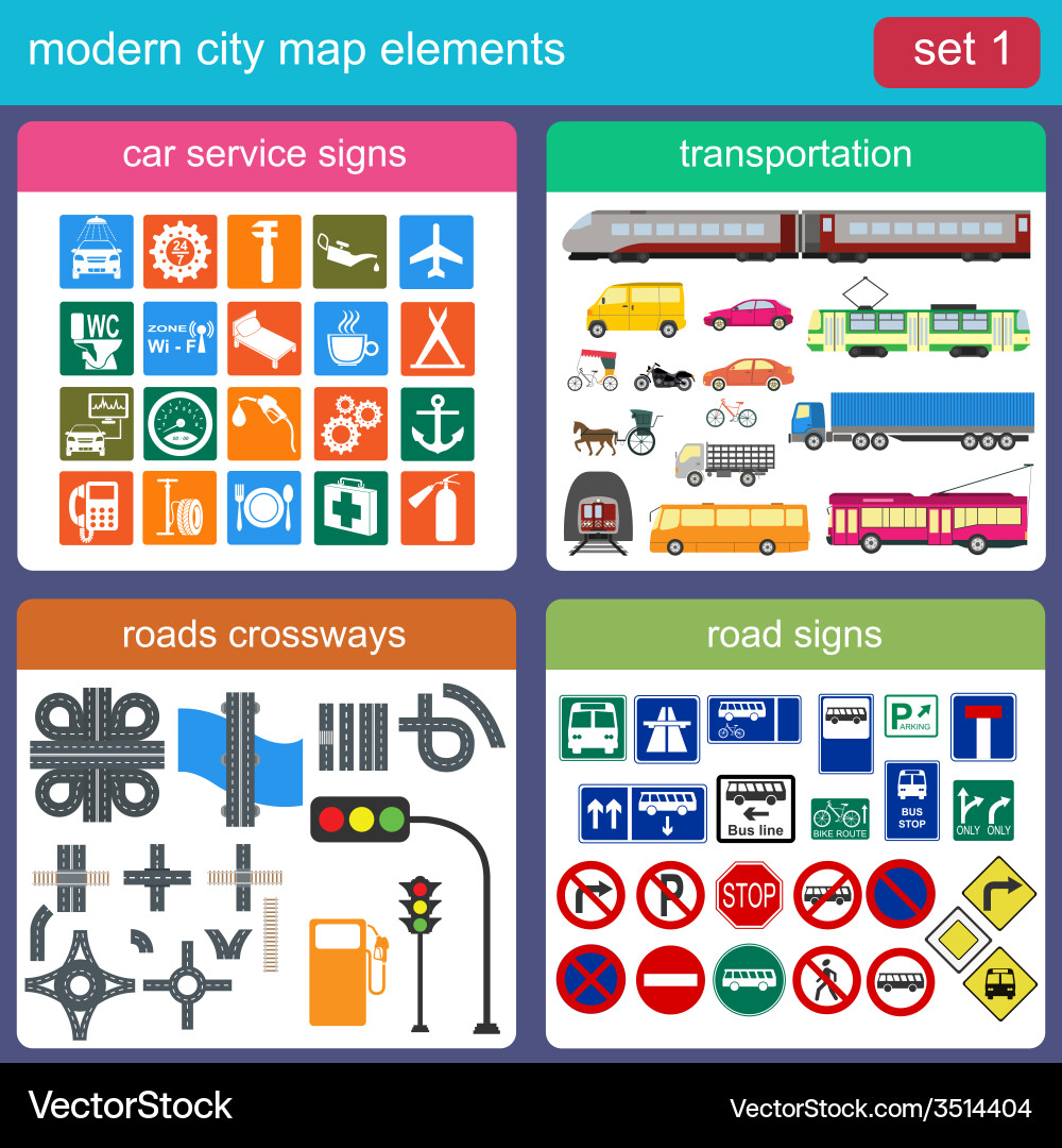 Modern city map elements for generating your own Vector Image