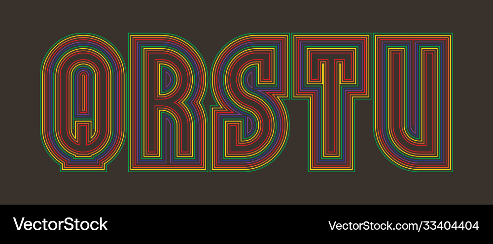 Q r s t u multicolored lines letters isolated Q r s t u multicolored lines letters isolated vector image