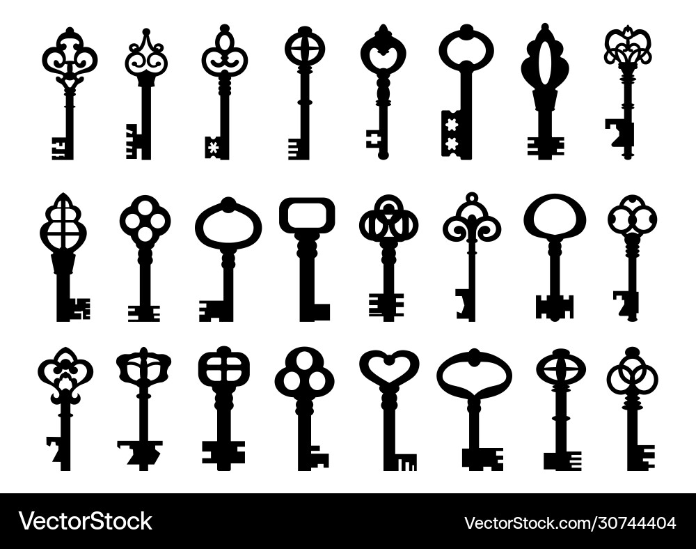 Set isolated graphical retro keys Vector Image