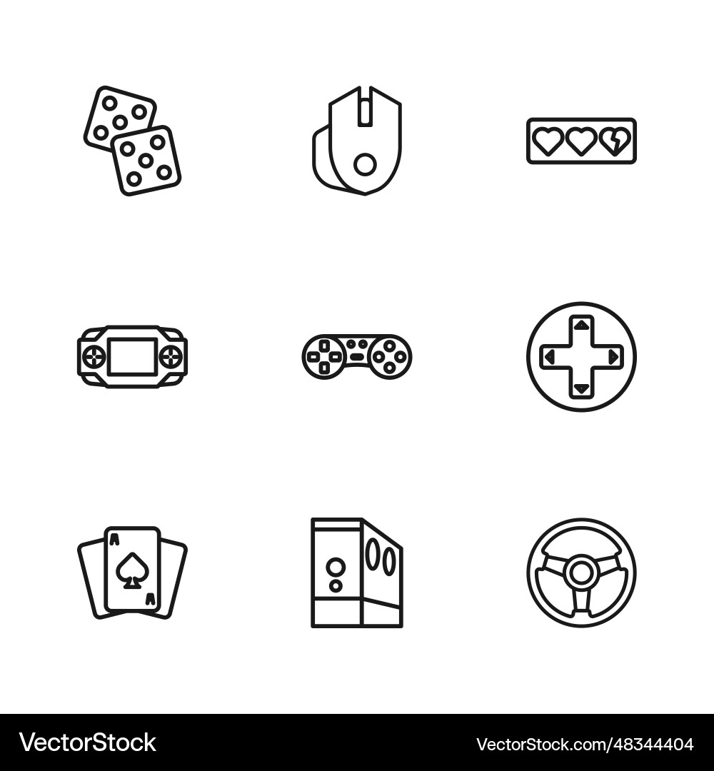 Set line case of computer game controller Vector Image
