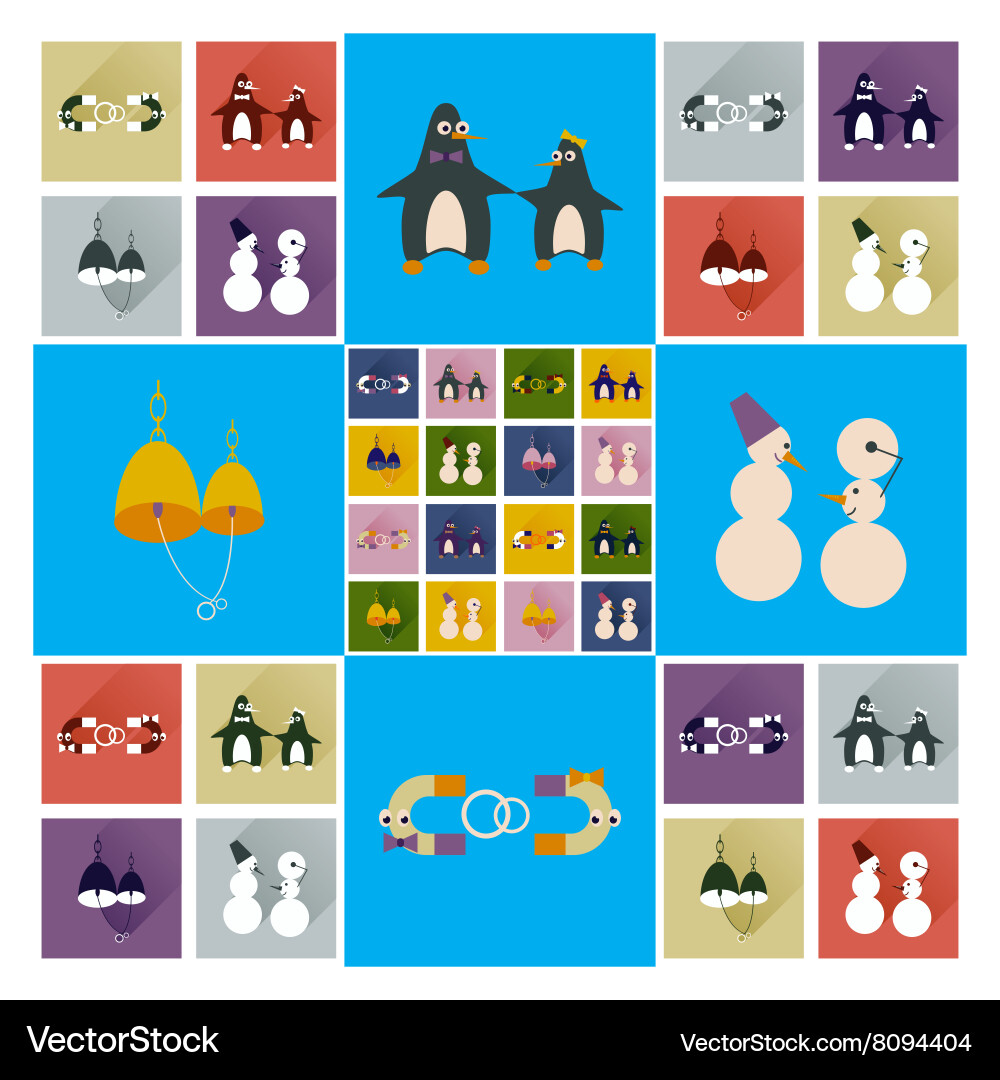 Set of flat web icons with long shadow lovers Vector Image