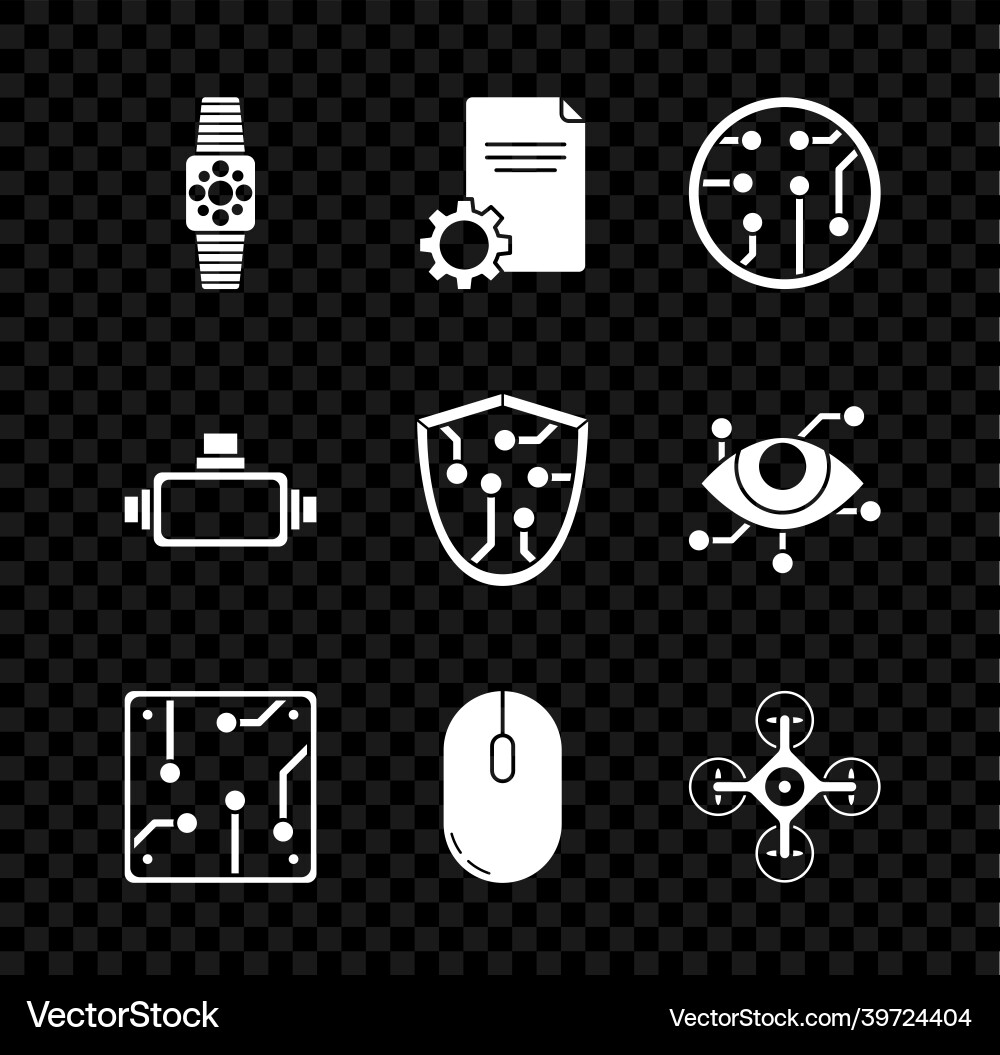 Set smartwatch file document processor computer Set smartwatch file document processor computer vector image