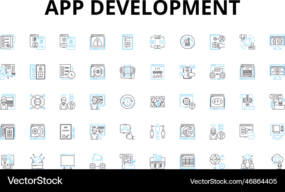 App development linear icons set platform App development linear icons set platform vector image