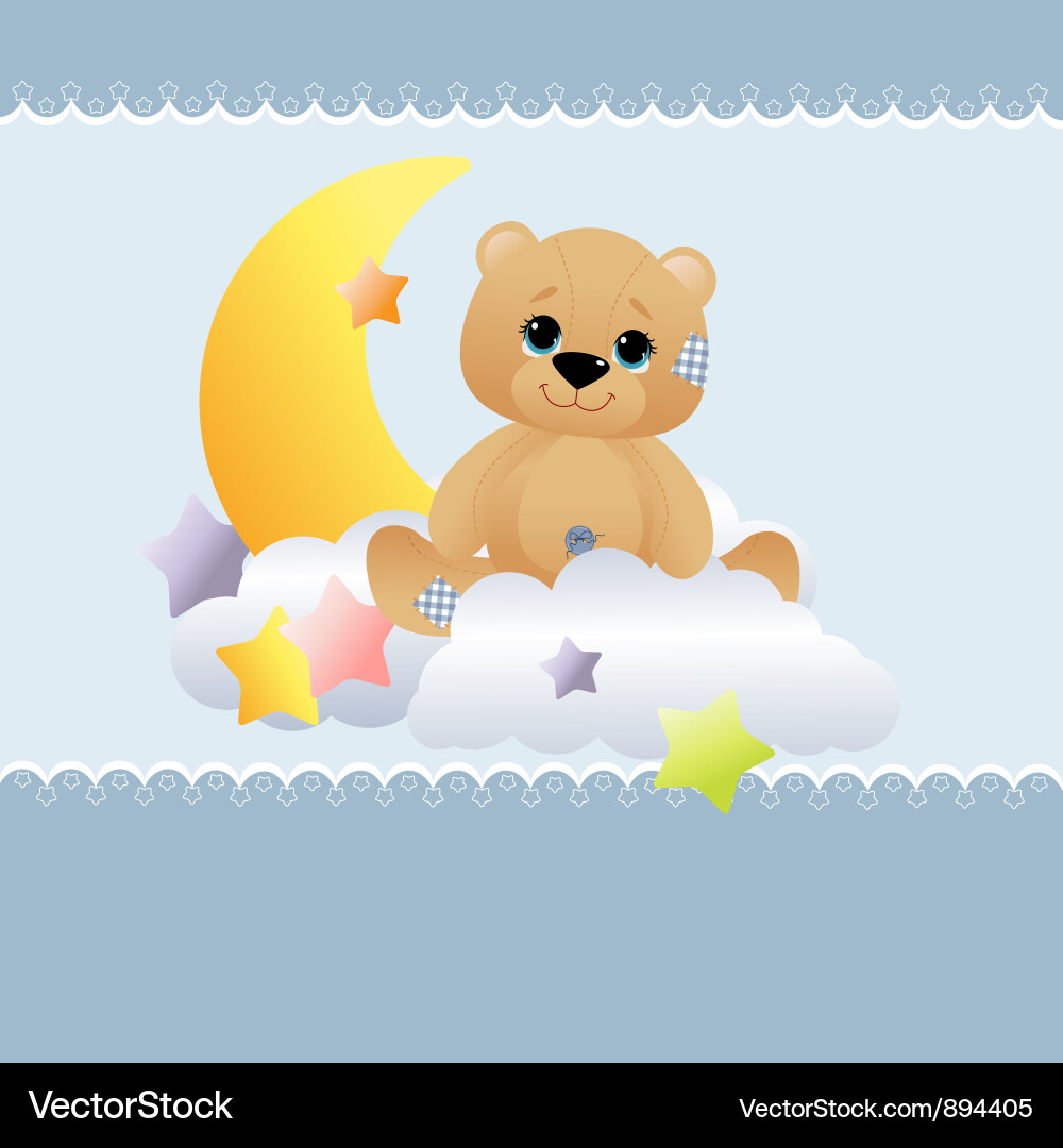 Babybär Geburtstag Kartenvorlage Vektorbild