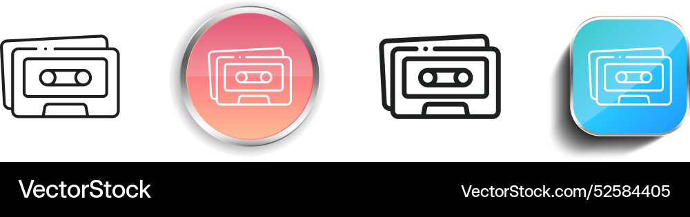 Cassete icon thin linear regular and button style Vector Image