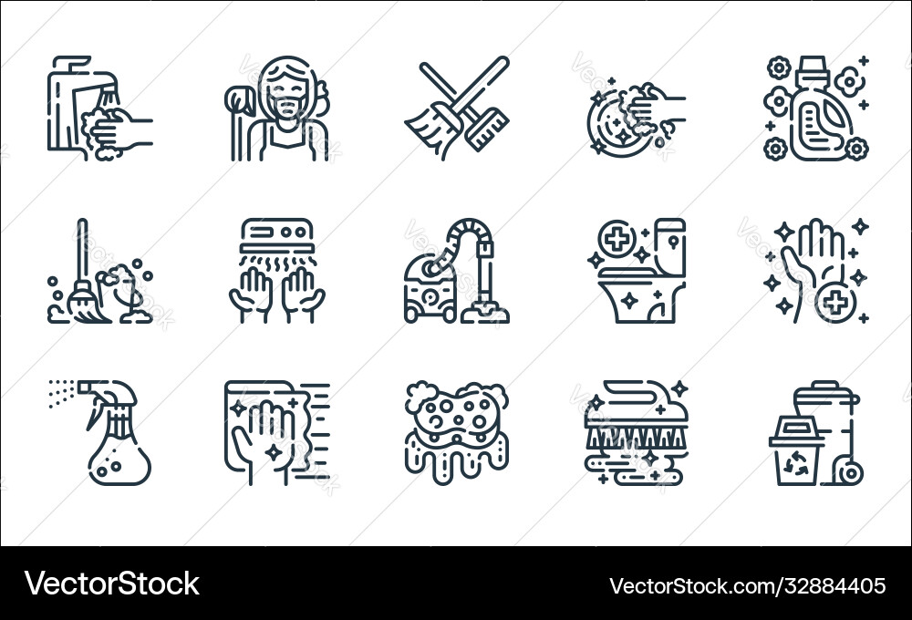 Cleaning line icons linear set quality Cleaning line icons linear set quality vector image