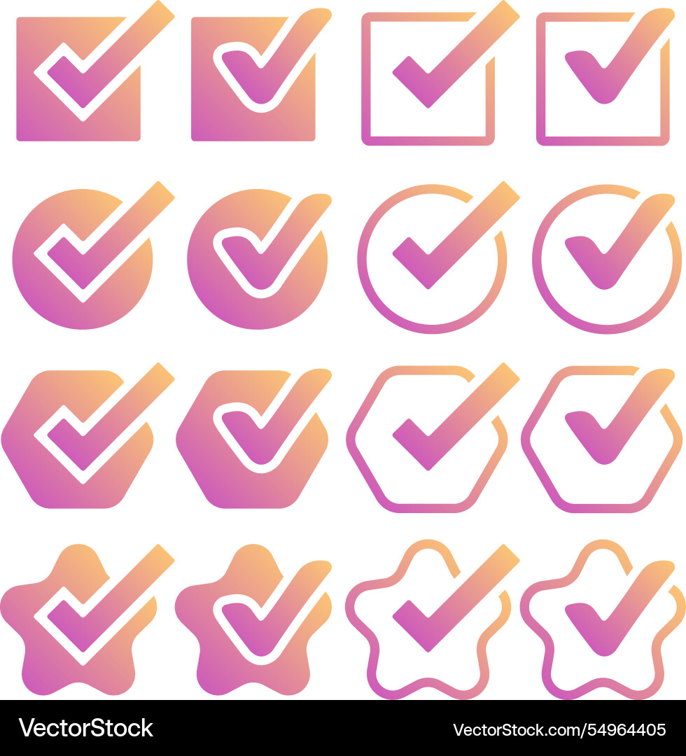 Collection of checkmark buttons in two variants Collection of checkmark buttons in two variants vector image