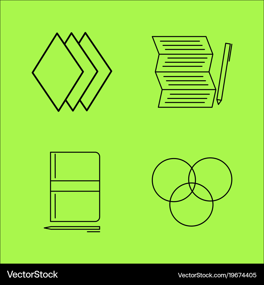 Design elements simple linear outline icon set vector image