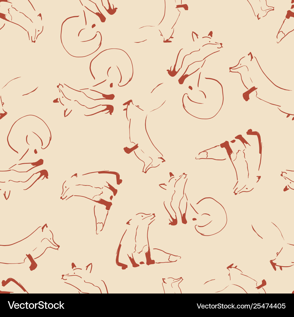 Fox lines seamless repeat pattern design vector image