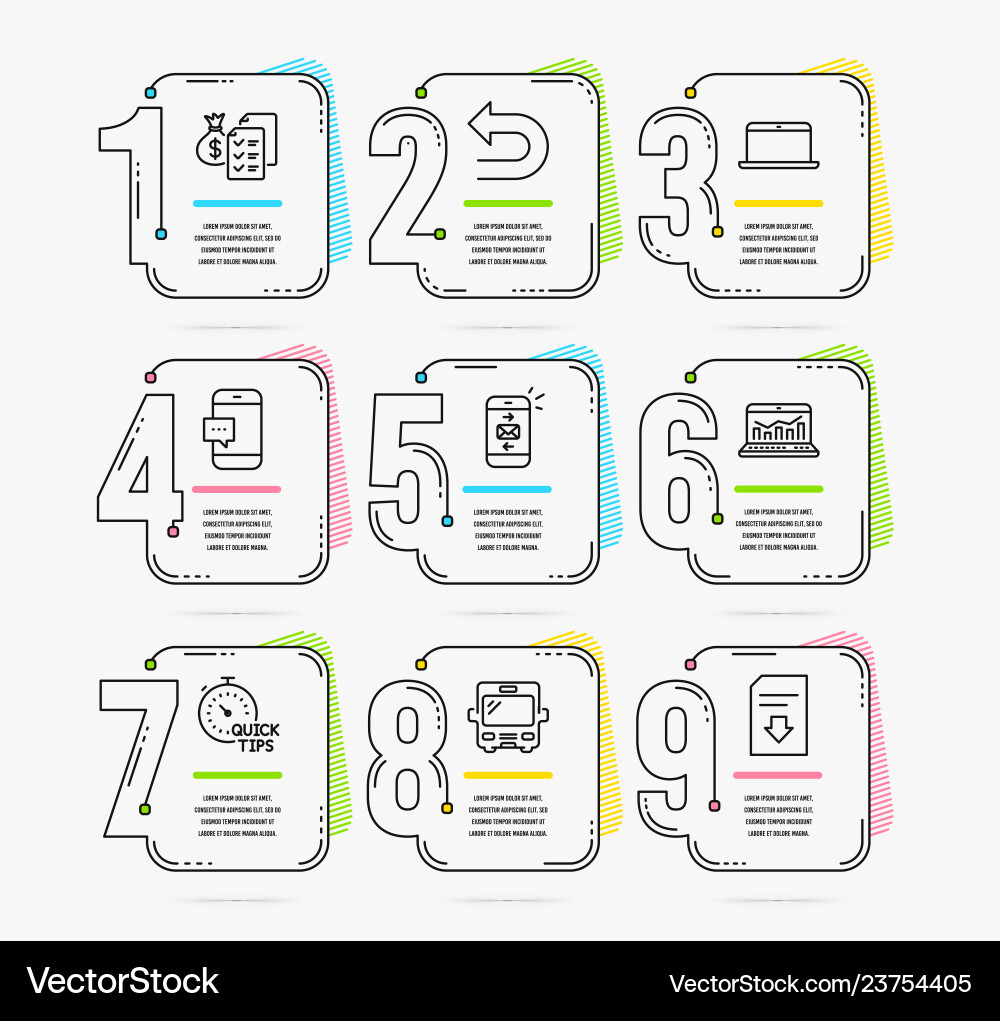 Infographic timeline set quick tips bus and web Infographic timeline set quick tips bus and web vector image