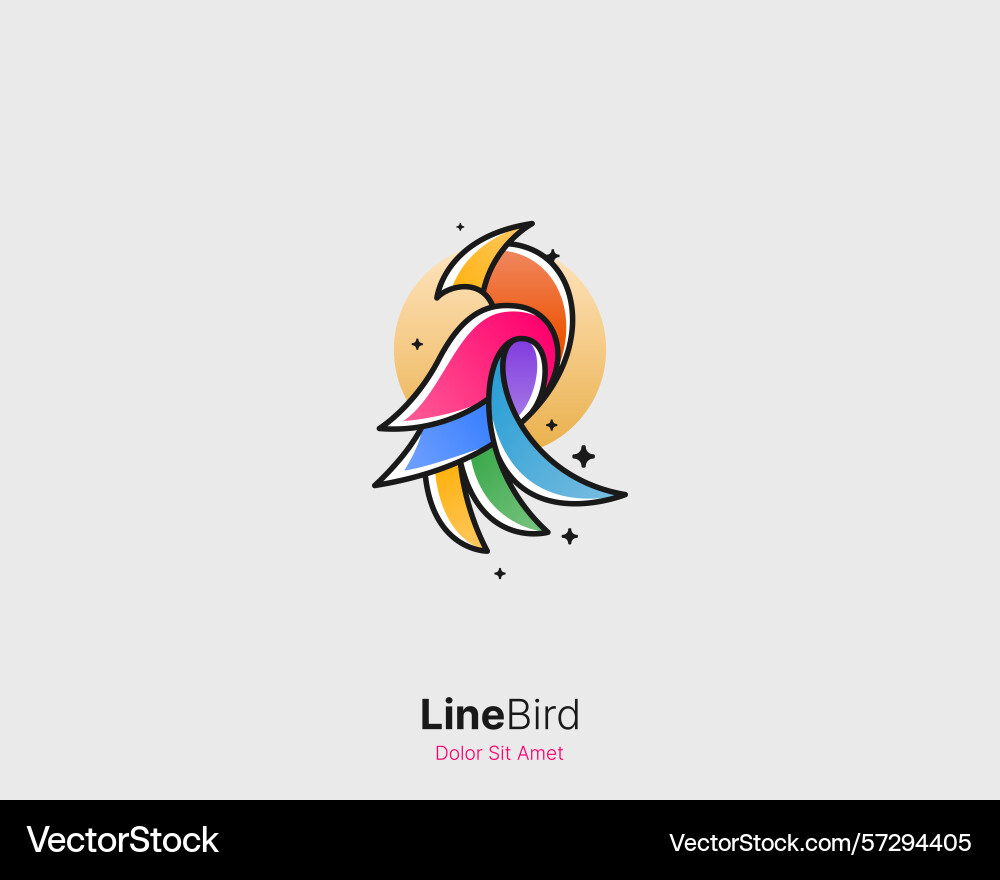 Line bird with colorful smooth gradient logo Vector Image