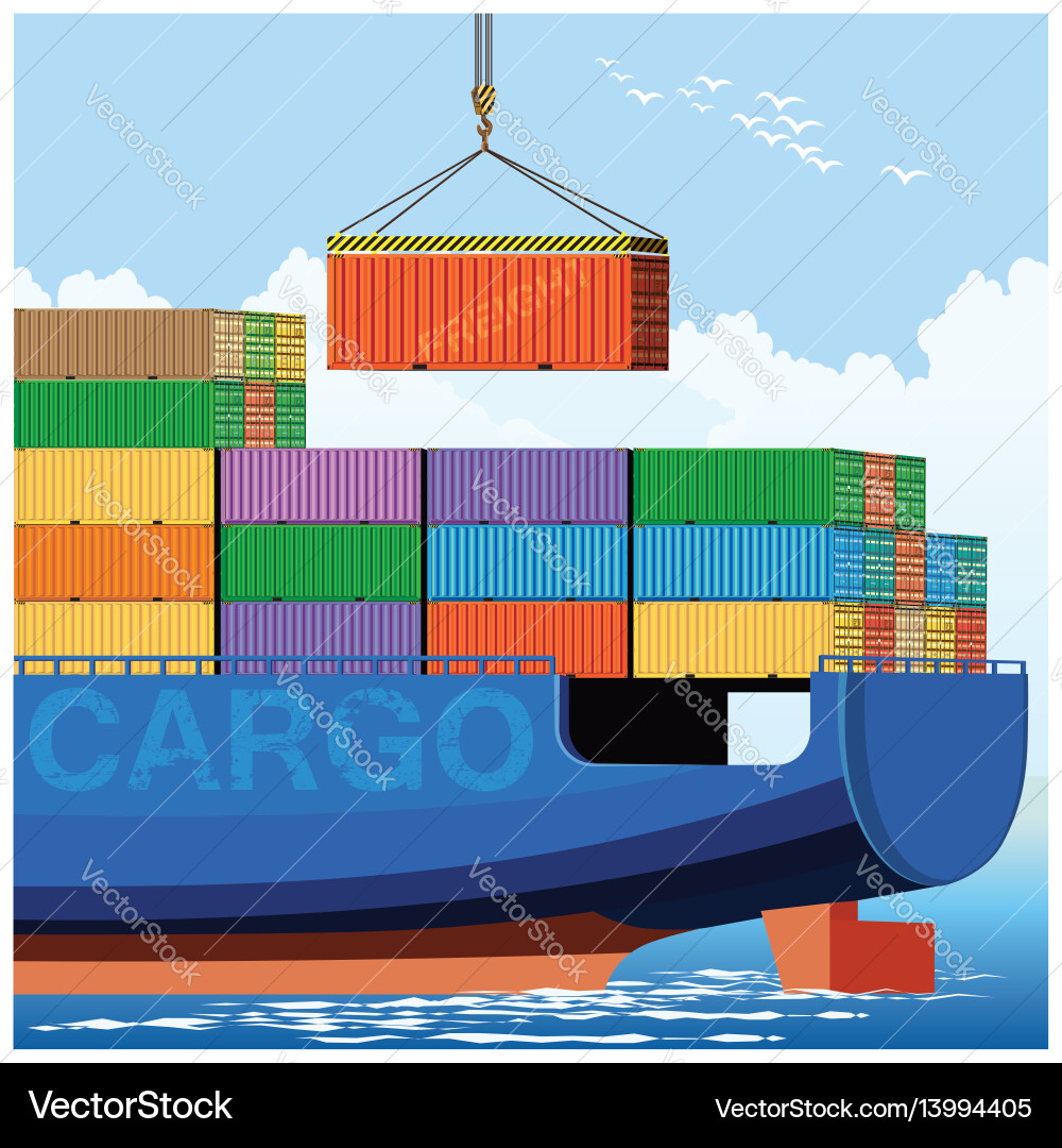 Loading on a container carrier vector image