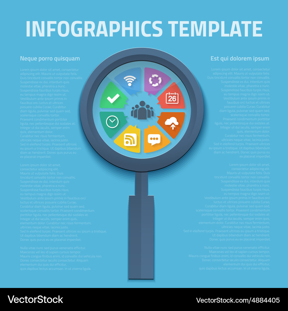 Magnifier zoom tool with icons inside which cab vector image