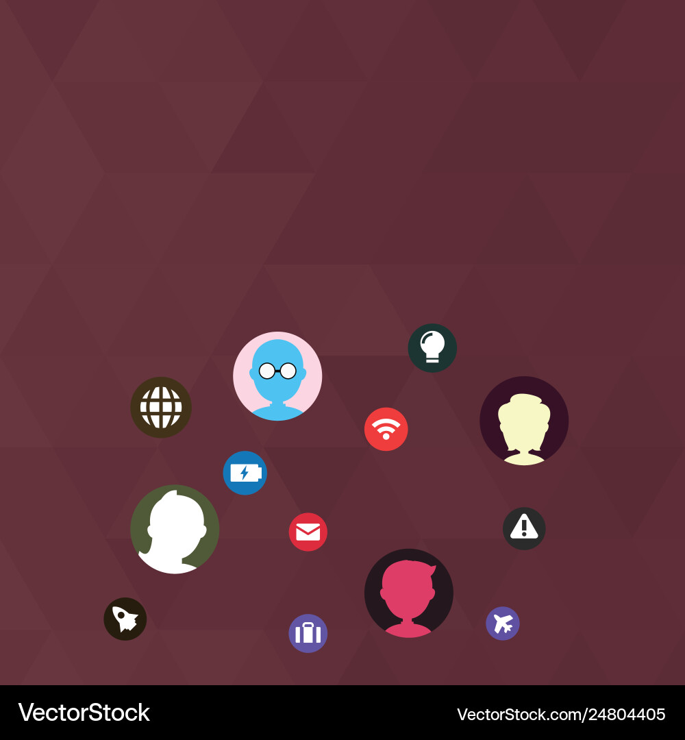 Networking technical icons with chat heads Vector Image