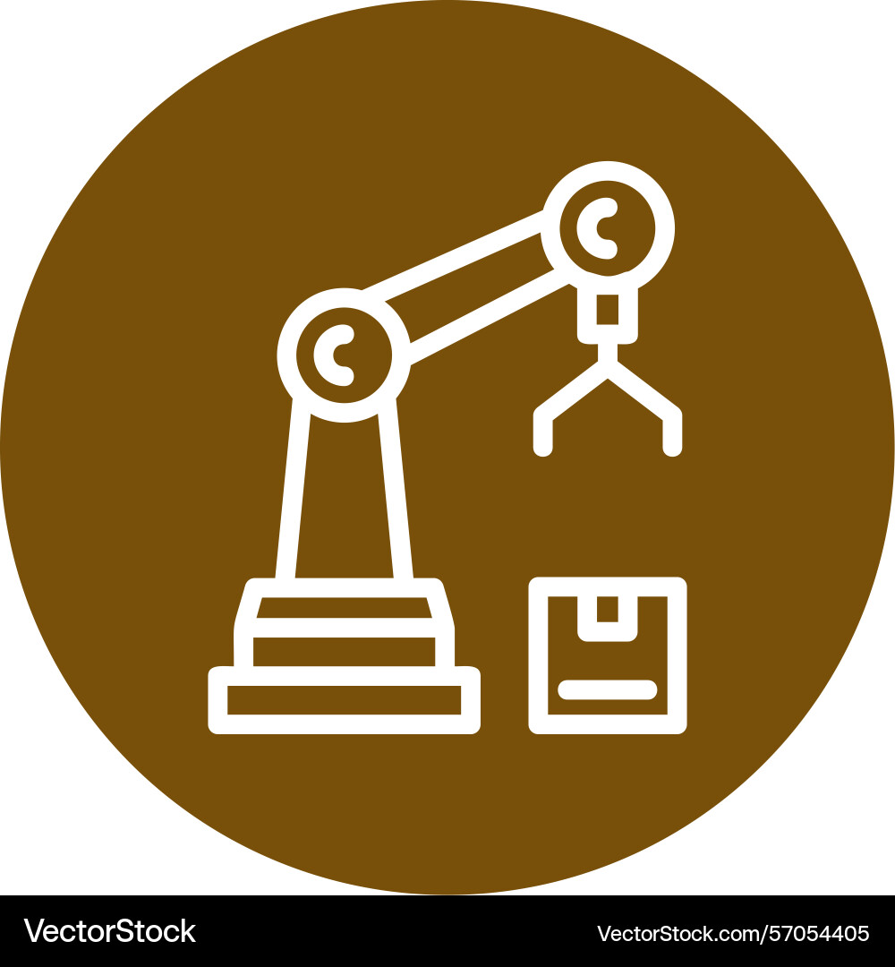 Robot assembly line circle style icon design vector image