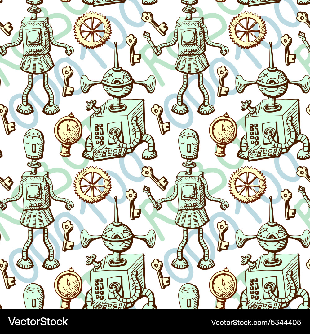 Robots seamless pattern vector image