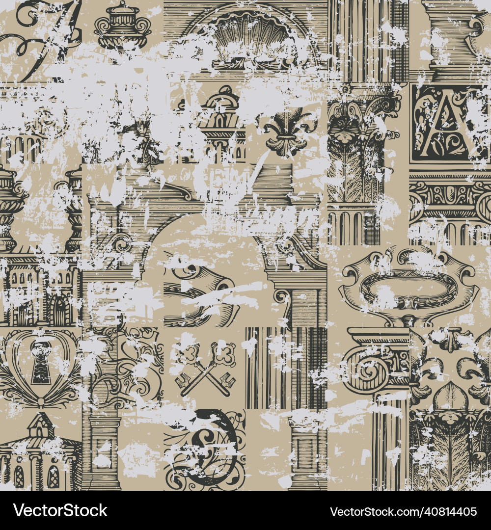 Seamless pattern on the theme of old architecture Seamless pattern on the theme of old architecture vector image