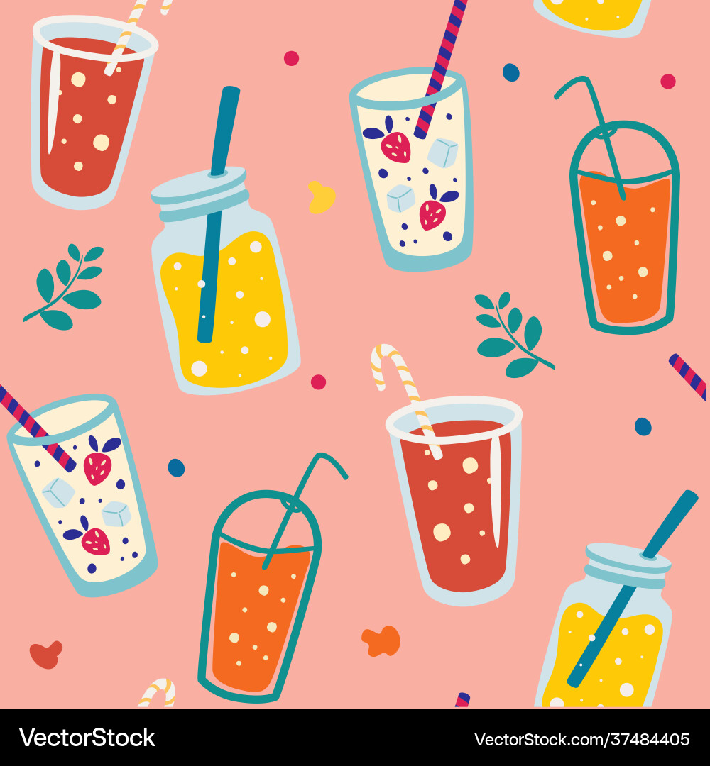 Seamless pattern with summer drinks refreshing Vector Image