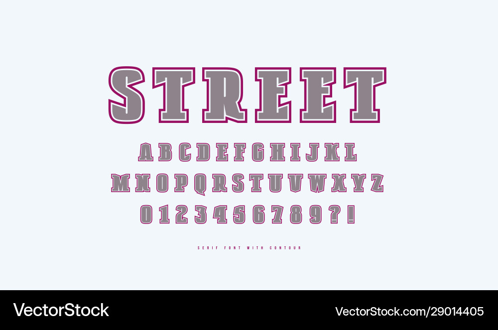 Serif font with contour Serif font with contour vector image
