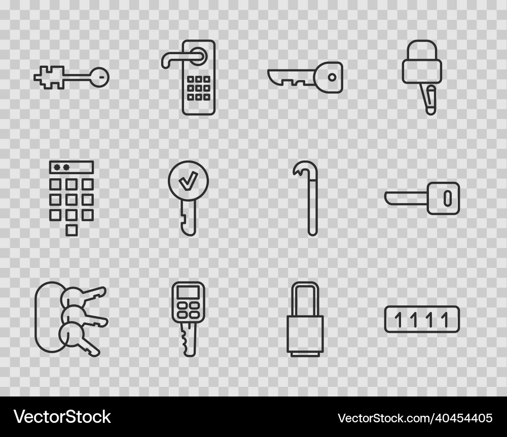 Set line bunch of keys password protection key Set line bunch of keys password protection key Vector Image