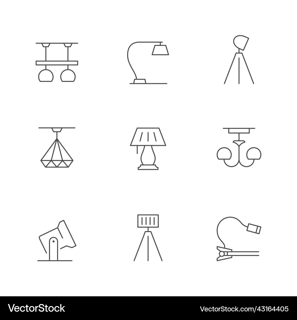 Set line icons of lighting equipment vector image