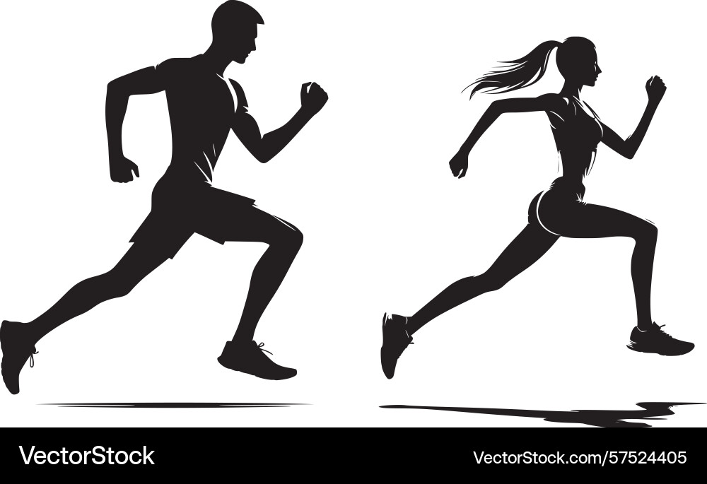 Silhouette of a person jogging in dynamic running Vector Image