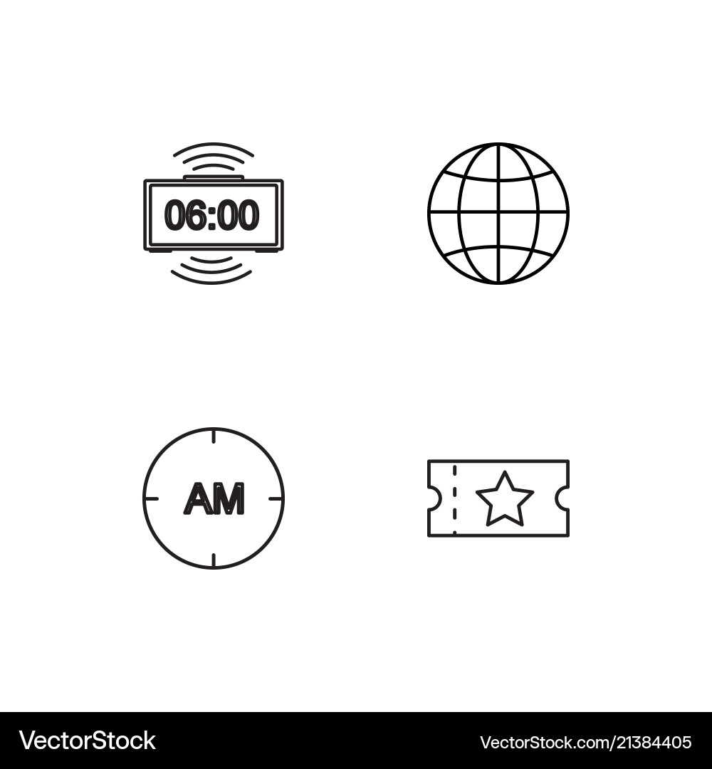 Time linear icons set simple outline vector image