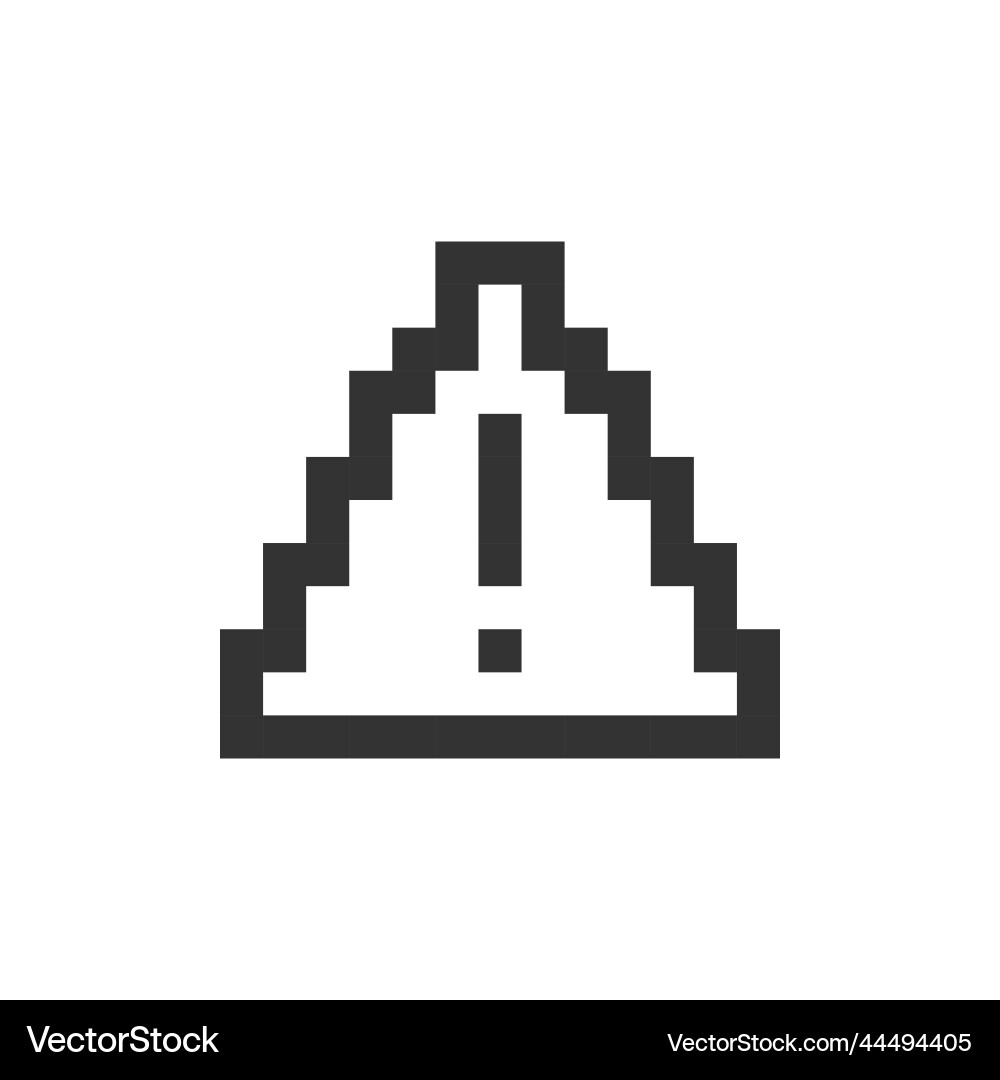 Triangle shaped caution sign pixelated ui icon Triangle shaped caution sign pixelated ui icon vector image