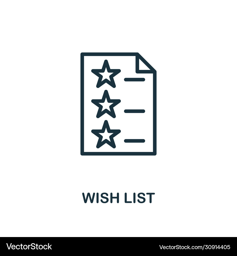 Wish list icon line style simple element from Wish list icon line style simple element from vector image