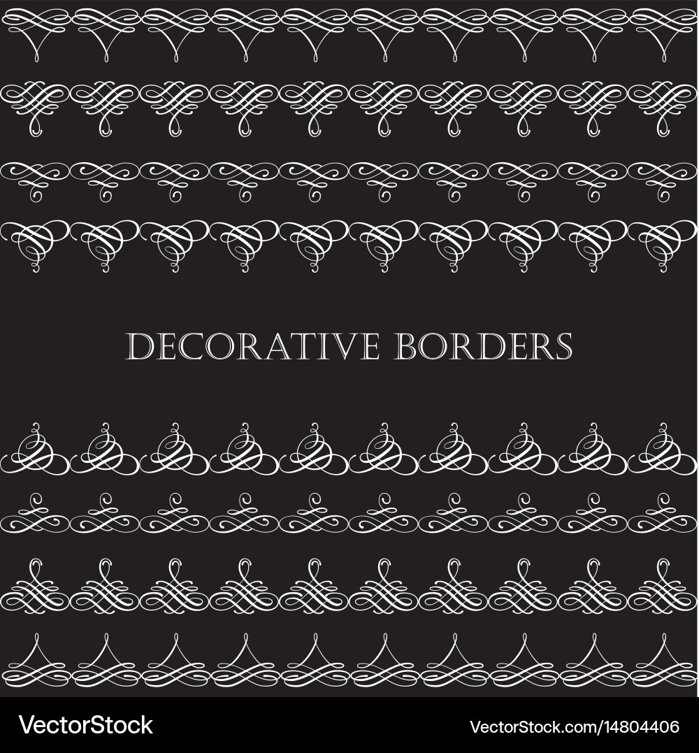 Borders set collection in calligraphic retro style vector image