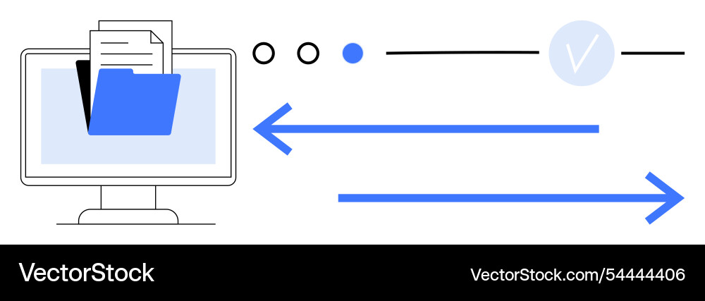 Computer monitor displaying folder and documents Computer monitor displaying folder and documents vector image