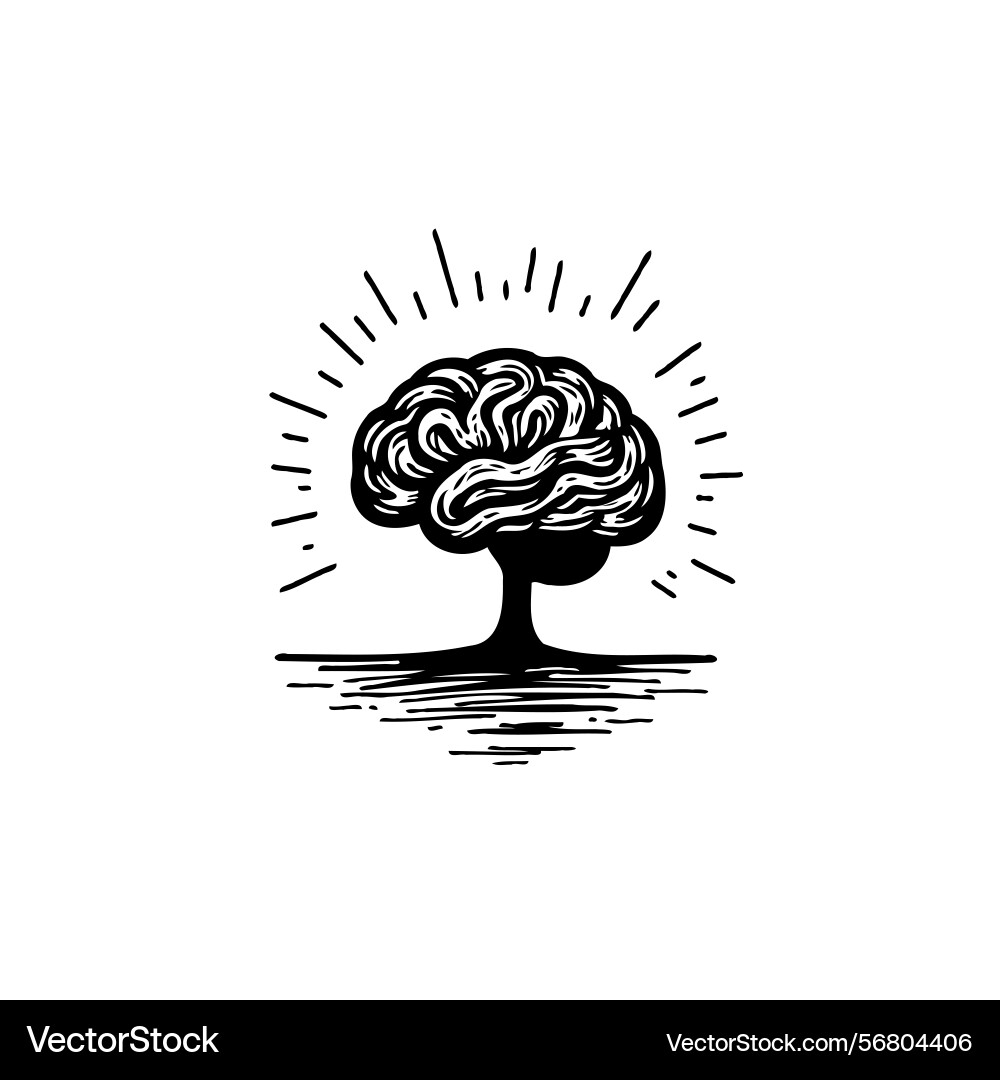 Conceptual brain tree representing knowledge Vector Image
