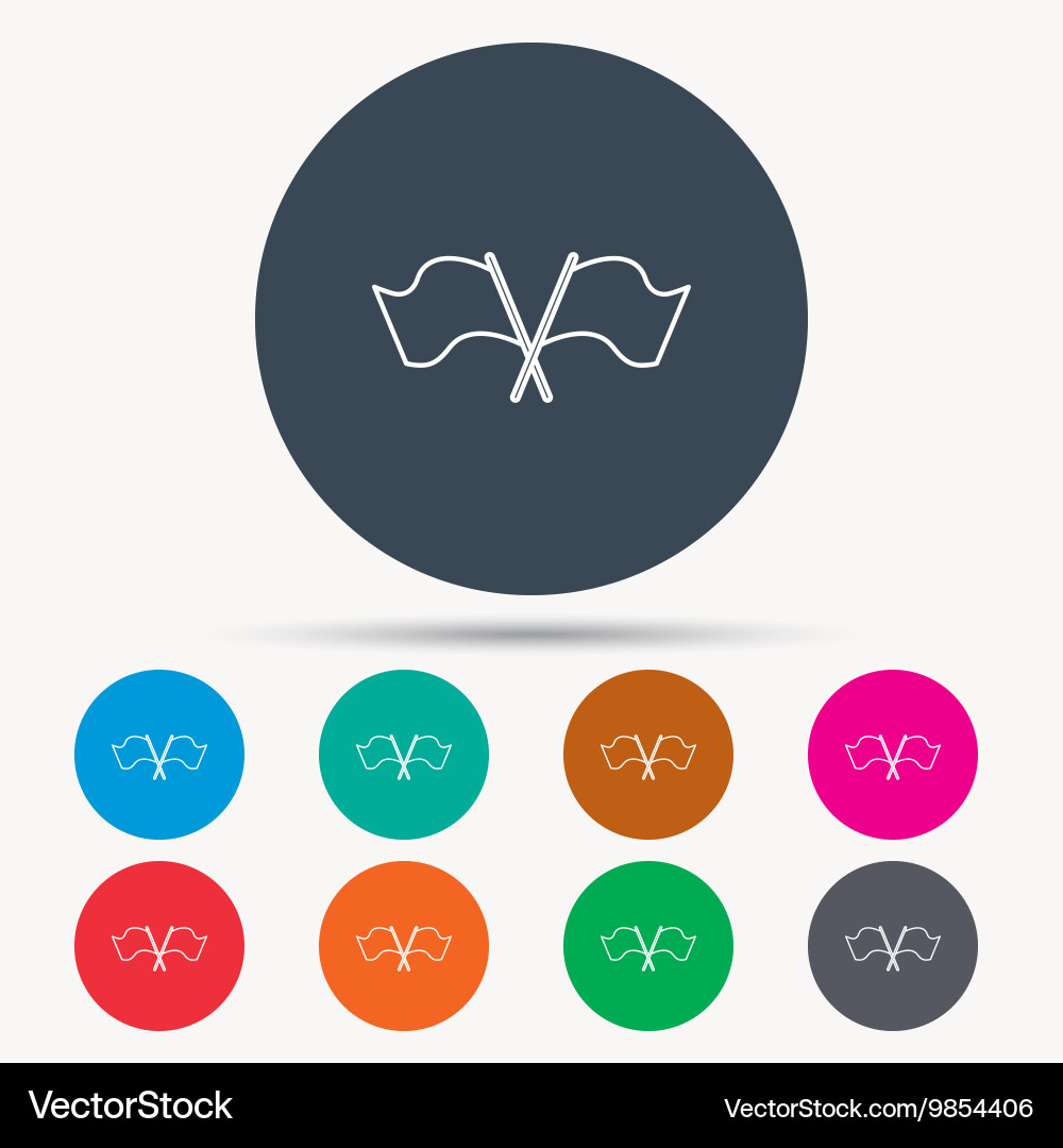 Crosswise waving flag icon location pointer vector image