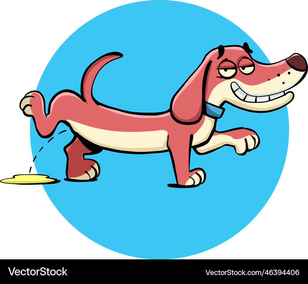 Dachshund peeing and smiling while doing it2 vector image