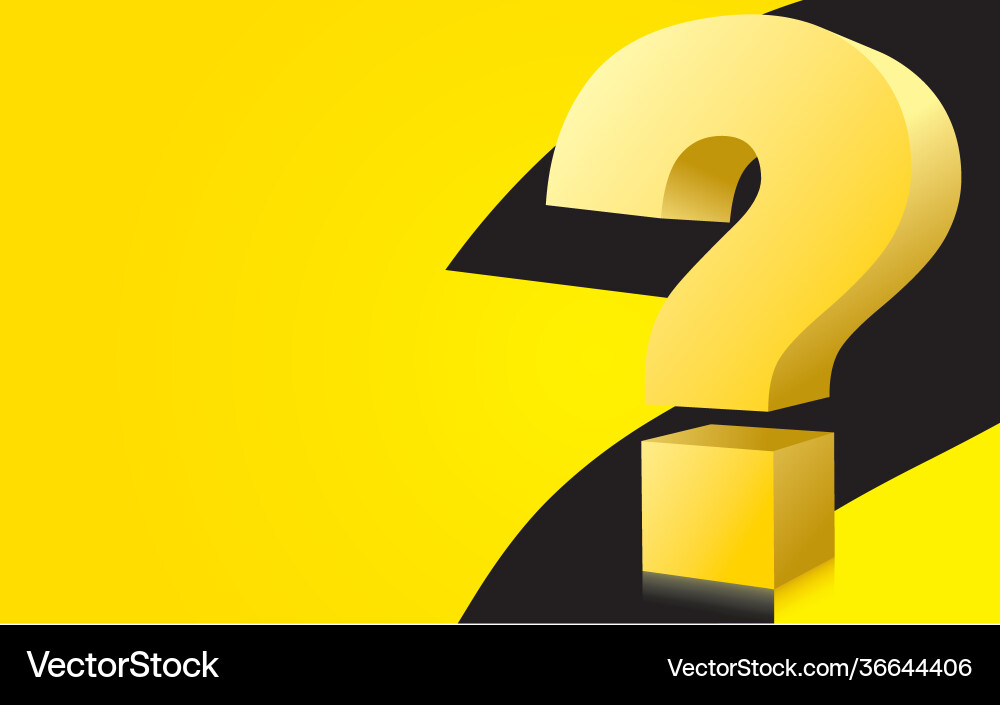 Design template with big question mask 3d yellow Design template with big question mask 3d yellow vector image