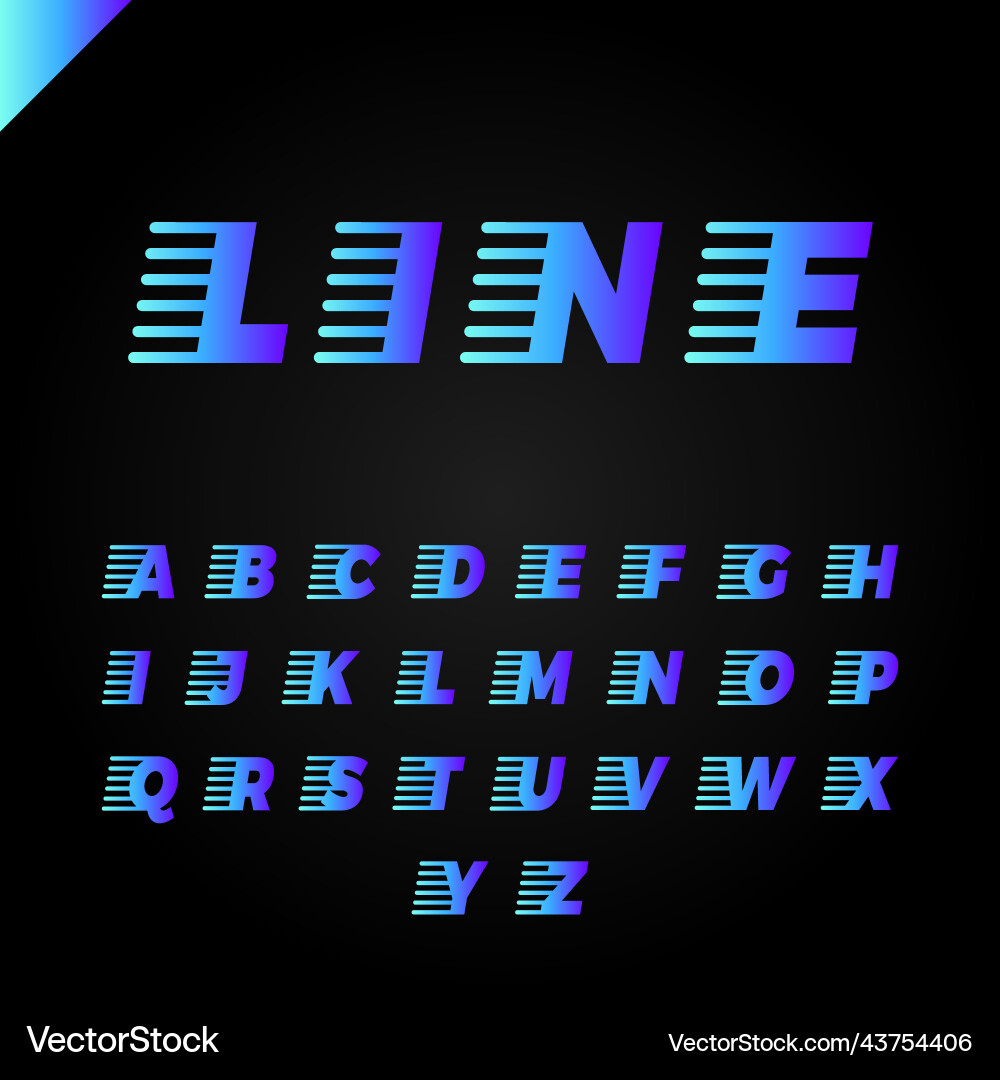 Express service font fast speed lines alphabet vector image