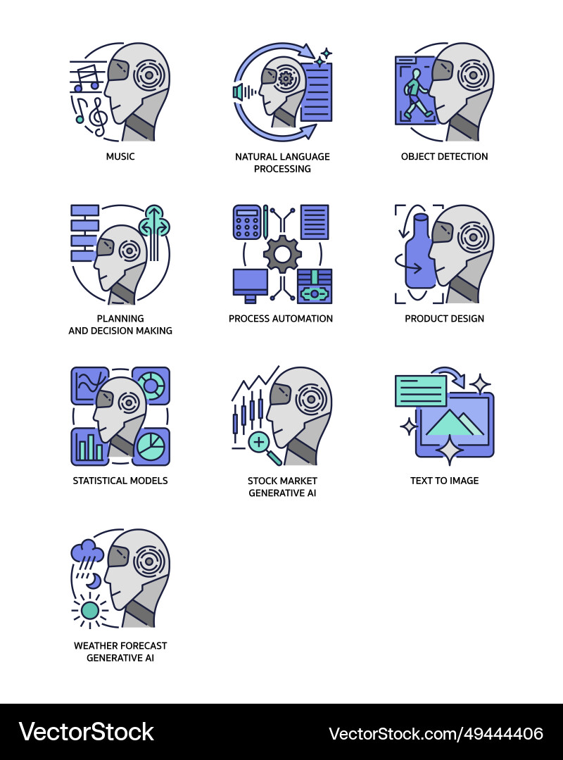 Generative ai icon set Vector Image