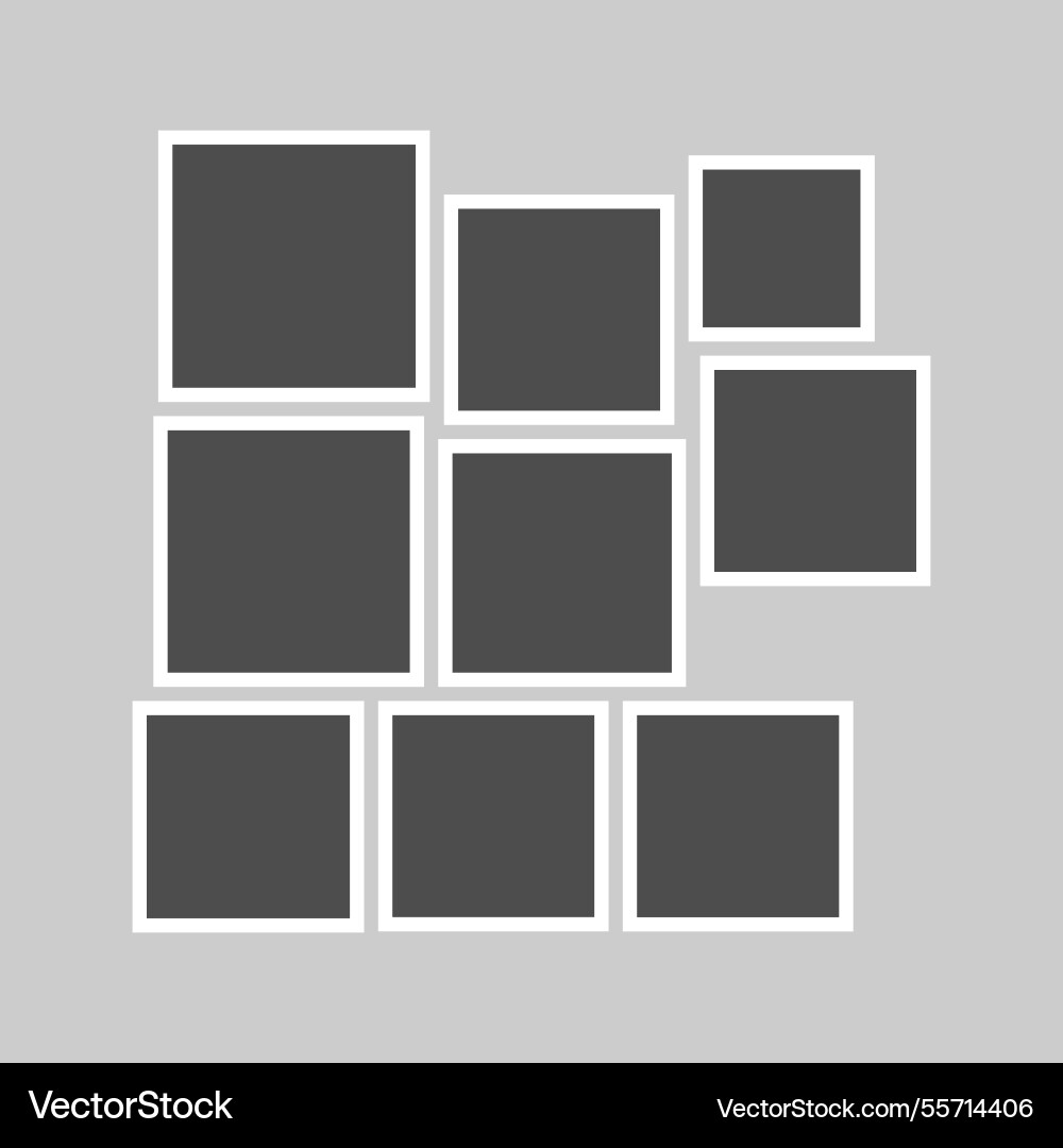 Grid template with empty photo frames designed Grid template with empty photo frames designed Vector Image
