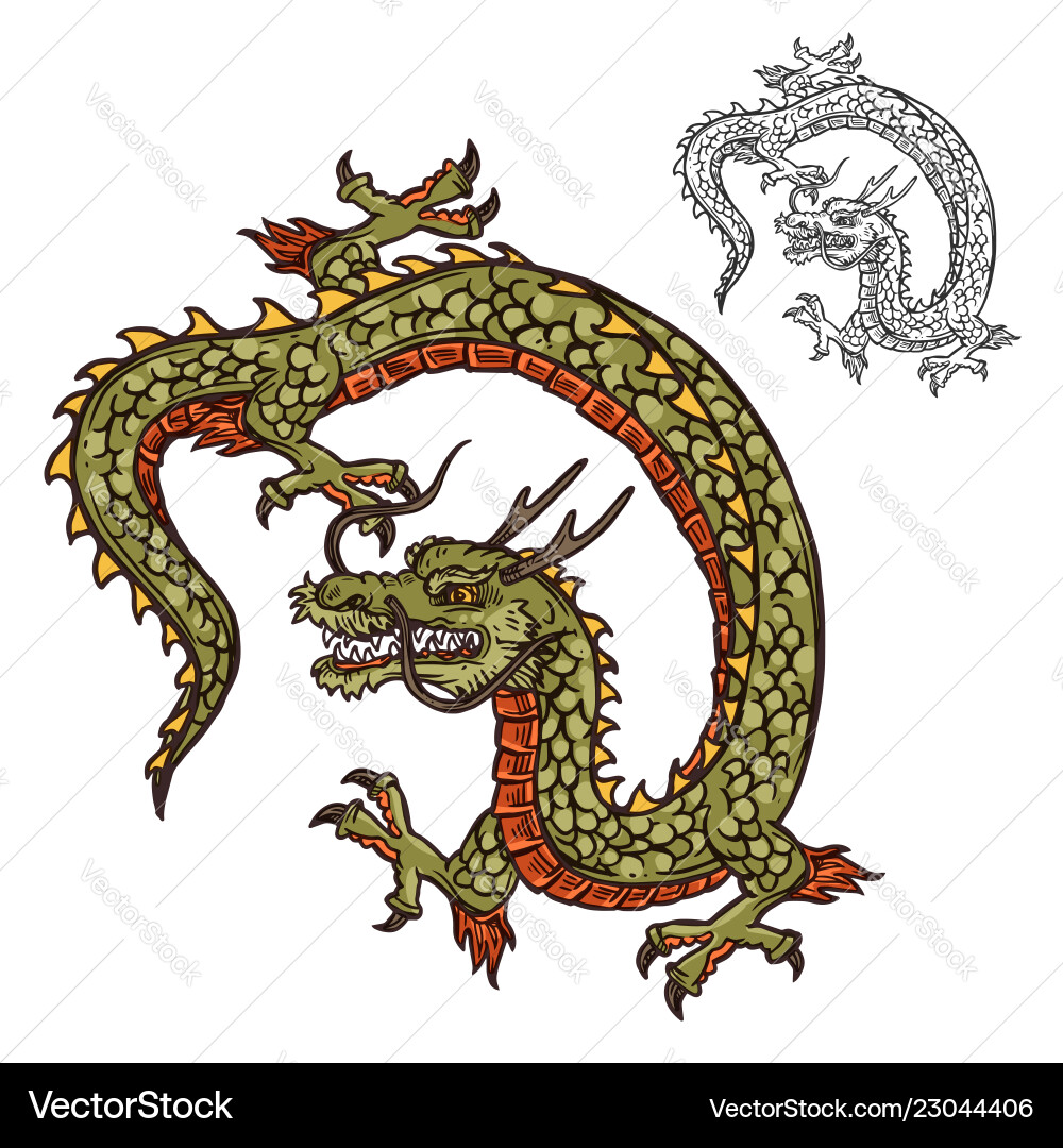 Japanische Drachen Tattoo Design oder Religion Maskottchen Japanische Drachen Tattoo Design oder Religion Maskottchen vektorbild