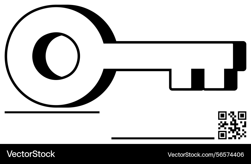 Minimalist key design with qr code representation Minimalist key design with qr code representation vector image