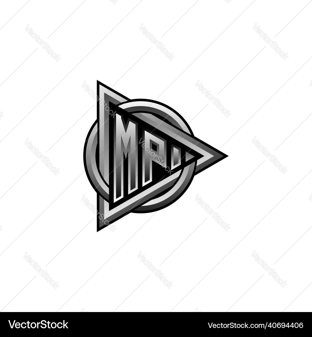Mp logo letter triangle and circle rounded Vector Image