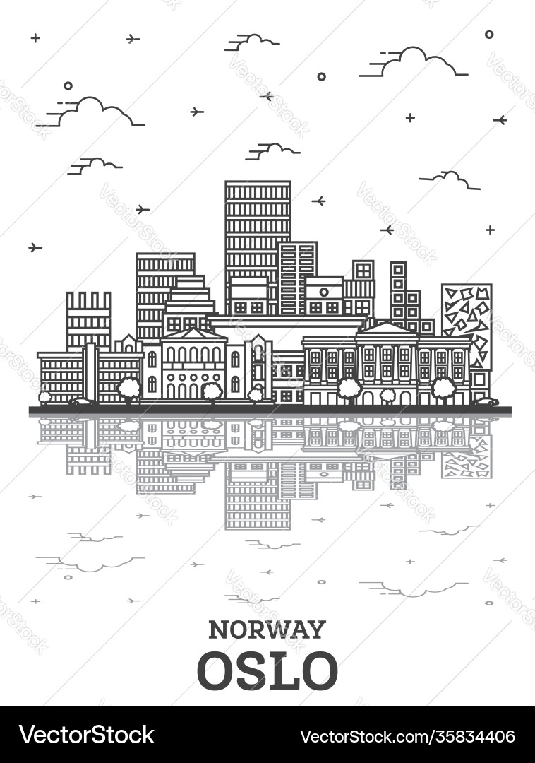 Outline oslo norway city skyline with modern Outline oslo norway city skyline with modern vector image