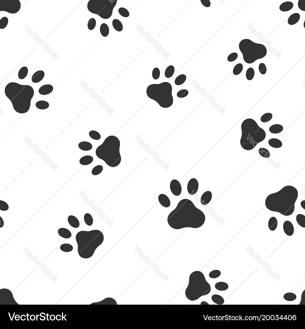 Paw print icon seamless pattern background vector image