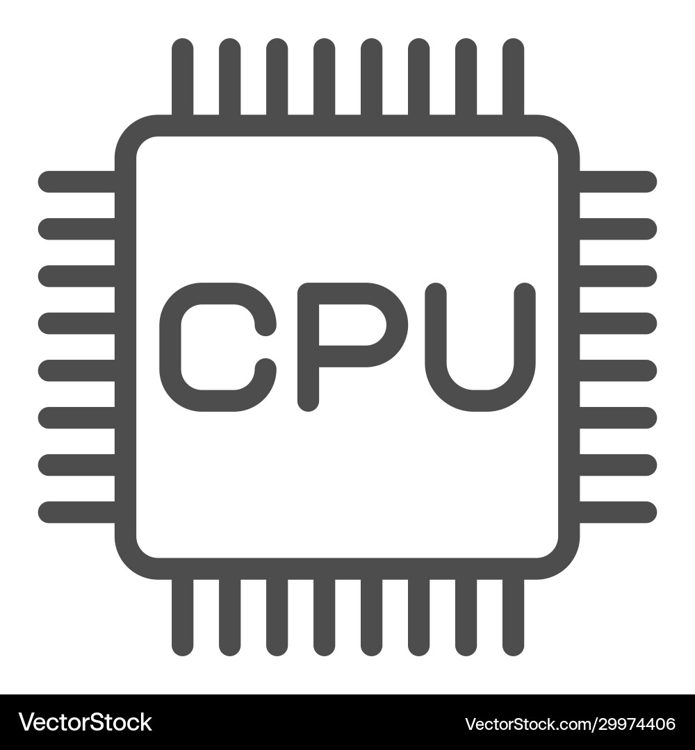 Processor chip line icon computer hardware Processor chip line icon computer hardware vector image