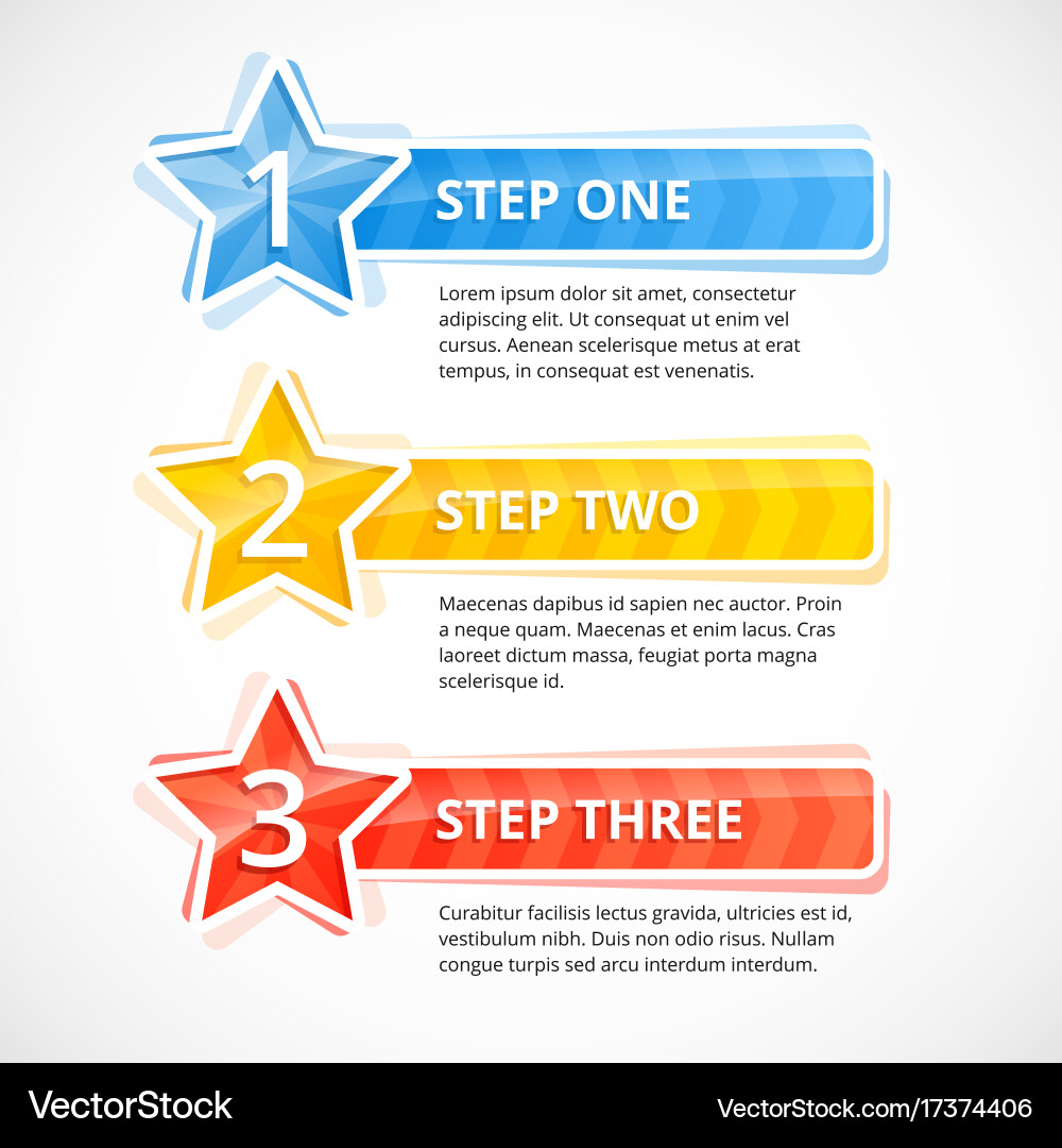 Progress step labels with space for text vector image